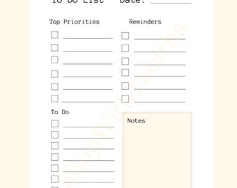 Printable To Do List | Daily Planner | Task List | Minimal To Do List | Daily To Do List | Printable Planner Template | Work Planner