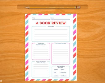 Book Review Worksheet, At-home and In-Class Reading review sheet, Reading comprehension assignment