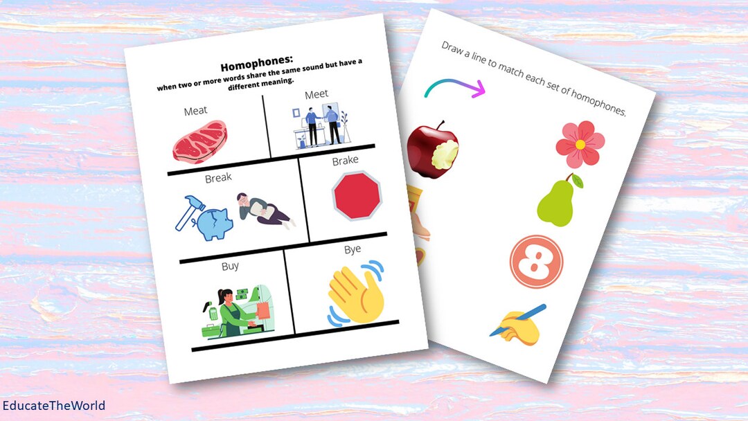 Words That Sound the Same, Language Arts Homophones Worksheet Set, At ...