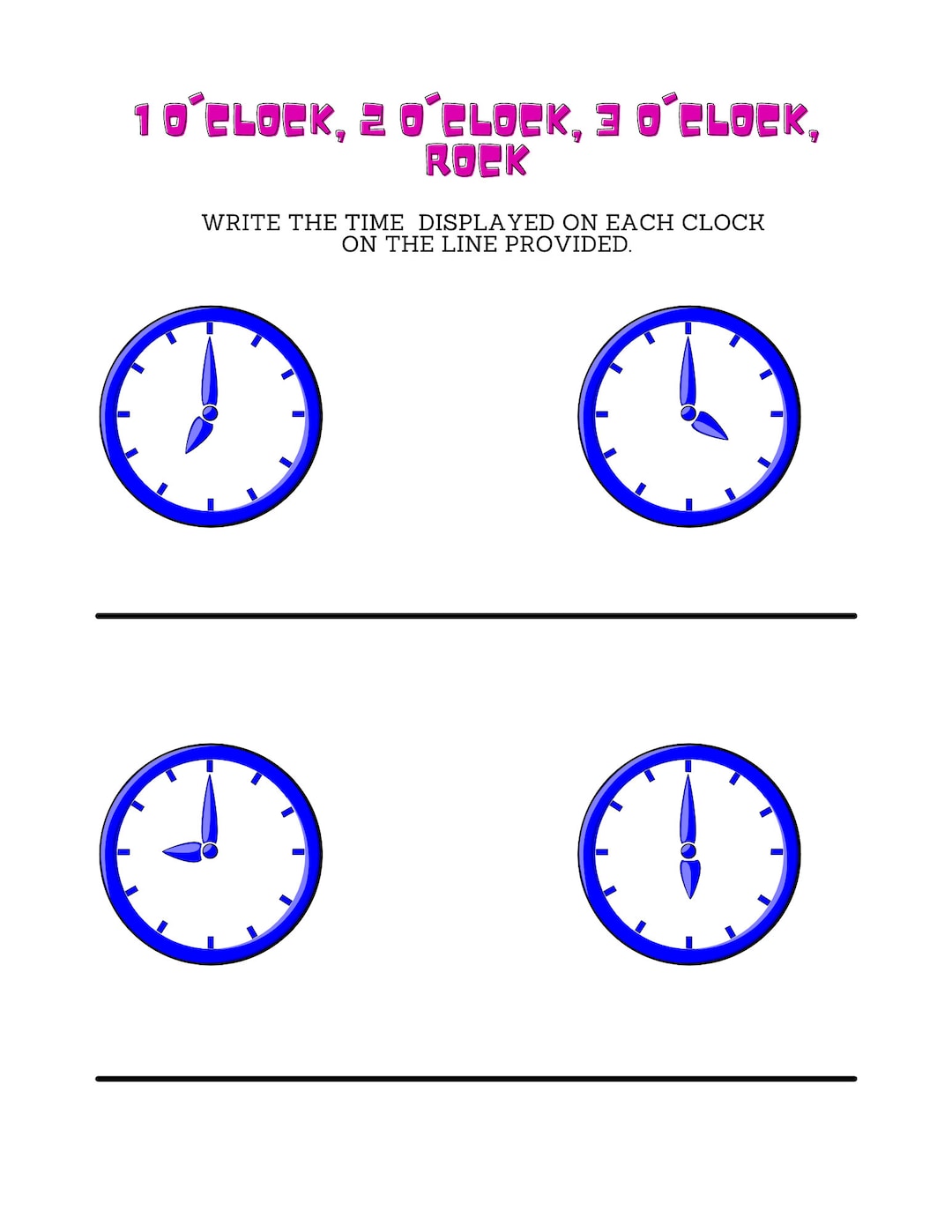 Telling Time Printable Activity Worksheet; At-home Learning; Practice Work; Virtual Learning ...