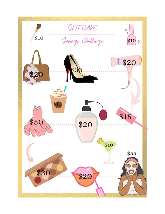 Self-Care Savings Challenge Printable, Glam Savings Challenge, Savings  Tracker, Money Challenge, Personal Money Savings, Self Care Planner