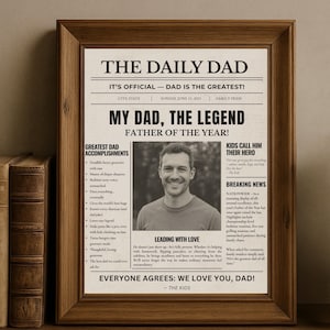 Editable Father’s Day Newspaper Template | Printable Gift from Kids | Customizable Canva Gift for Dad | Funny & Sentimental