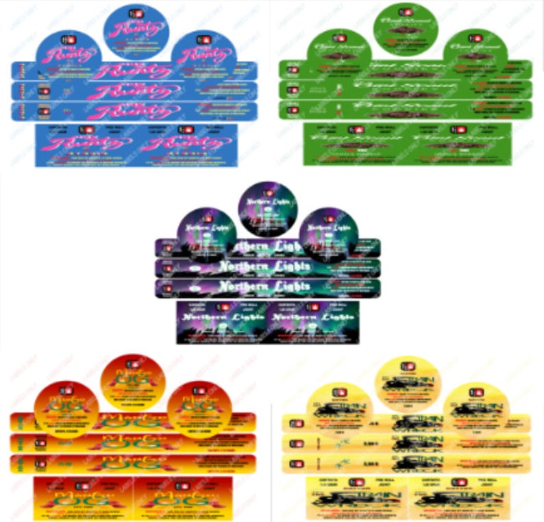Press Tin Can Labels, Pre Roll Labels! 56 Pk & 80 Pk BUNDLES with matching Double Side Printed Mylar Bags! Get FREE SHIPPING* image 1