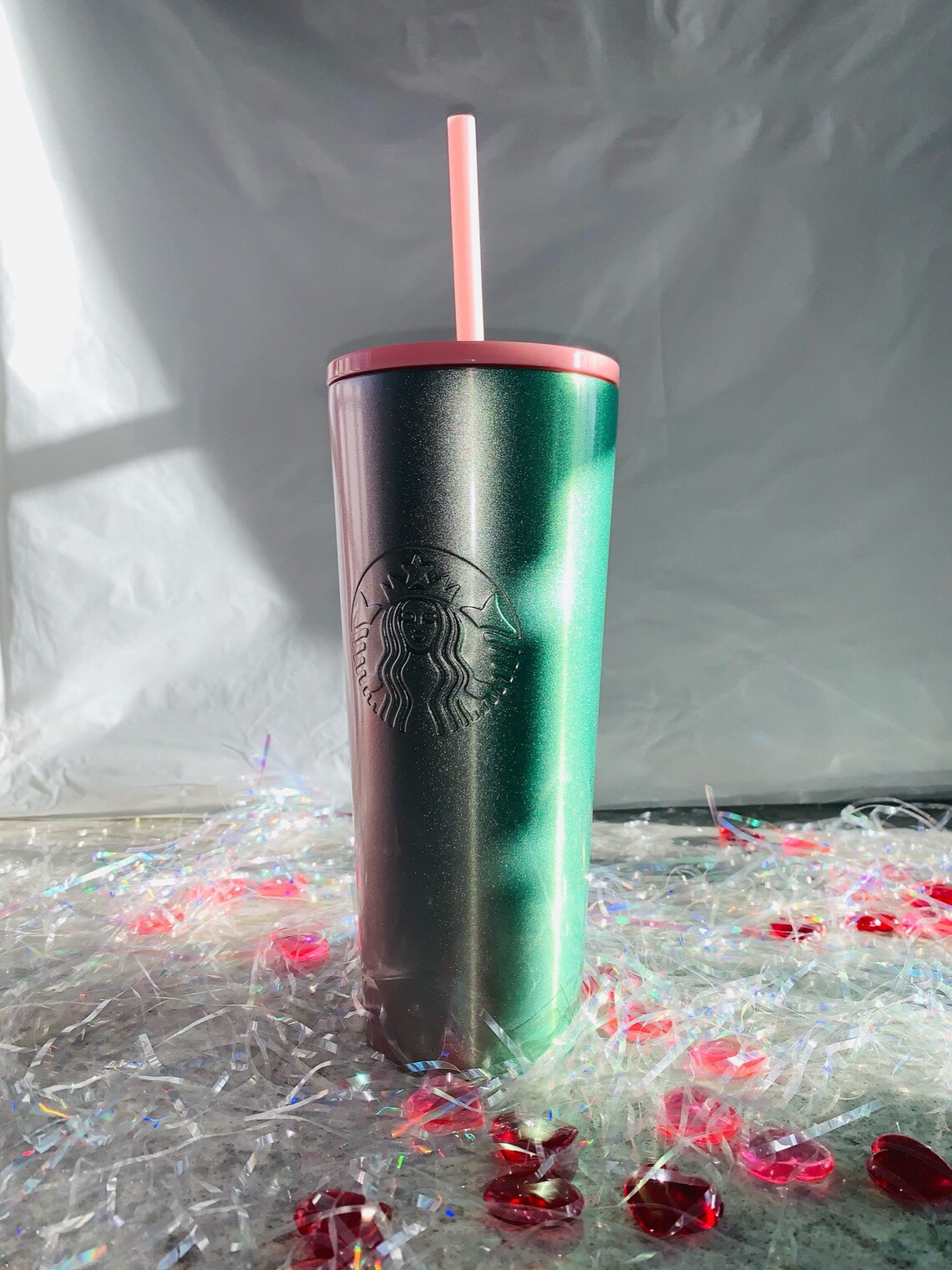 Starbucks PINK TO GREEN Cold Cup 16 oz Etsy