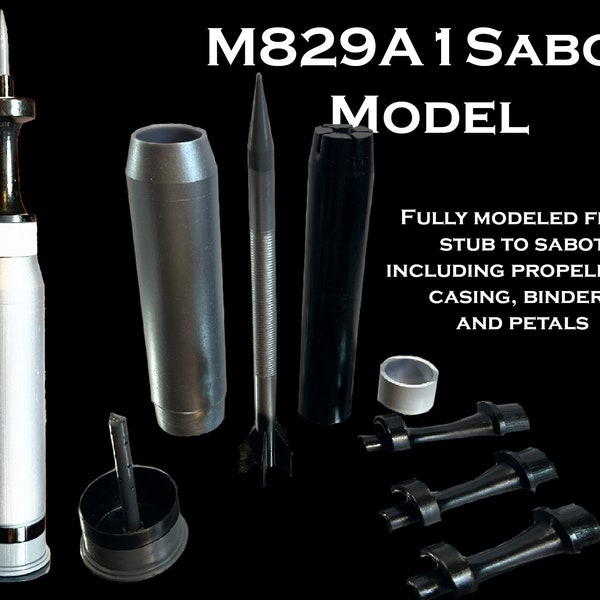 120mm M829A1 APFSDS-T (Sabot) M1A2 tank round 1:3 scale model kit