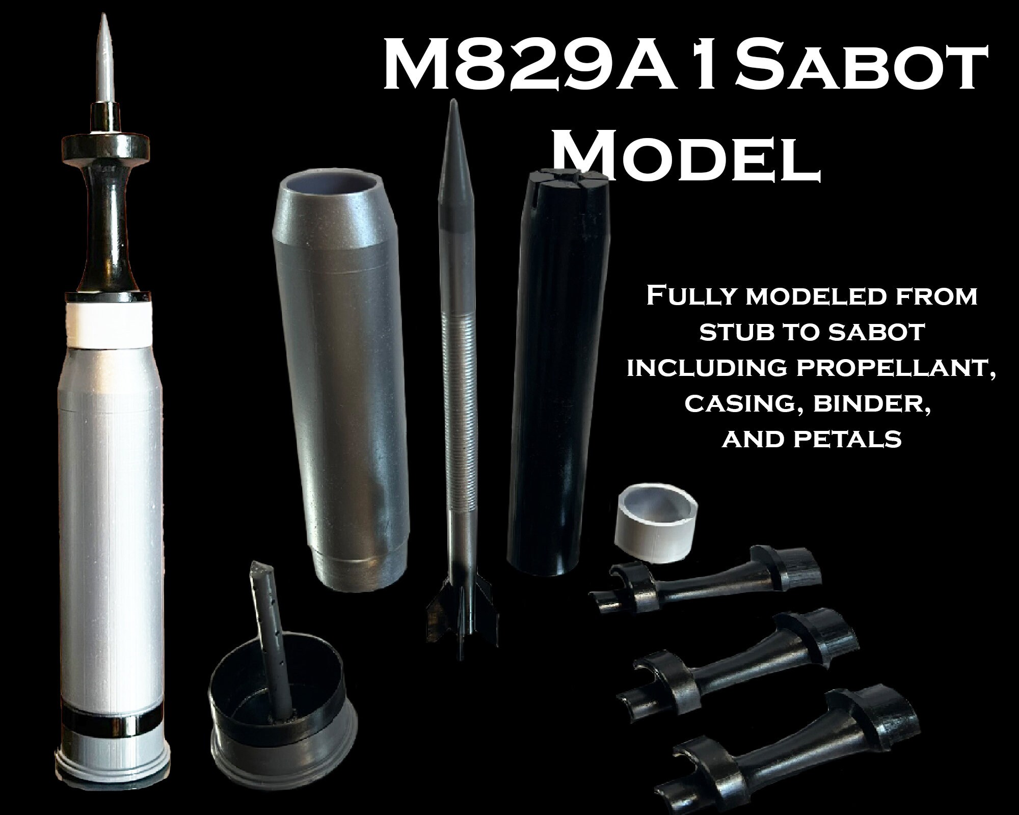 120mm M829A1 APFSDST sabot M1A2 Tank Round 13 Scale Model Kit Etsy