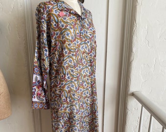 VINTAGE DEADSTOCK 1960's-70's Indian Print Kaftan Dress