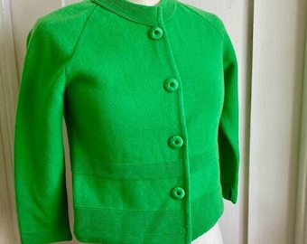 Maglione cardigan in lana verde Puccini Kelly vintage anni '60 taglia piccola