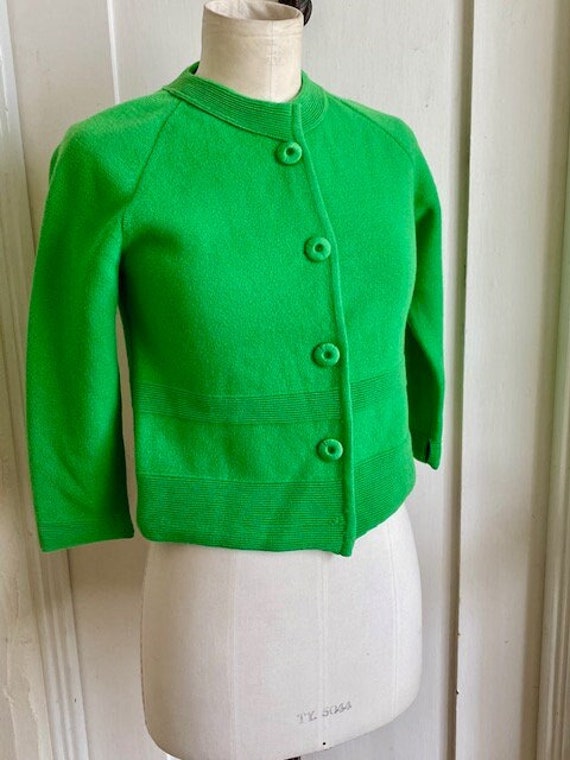 Vintage 1960s Puccini Kelly Green Wool Cardigan Sw