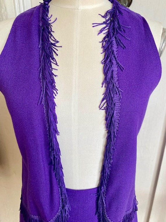 Vintage 1960's Purple Fringe  2 Piece Vest and Mi… - image 2