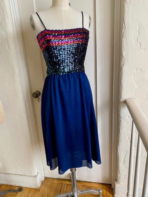 Vintage 1970s Sequin Tube Top Disco Dress