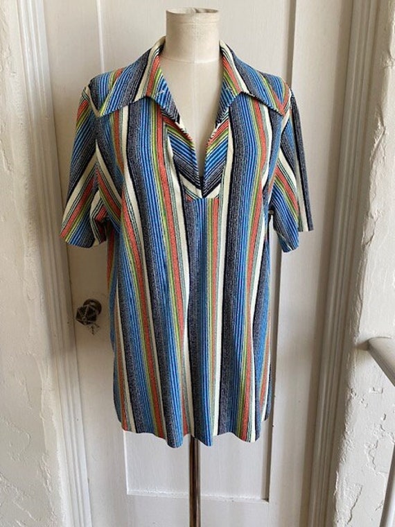 Vintage Clubman Sportswear Multistriped Terrycloth Cabana Shirt XL