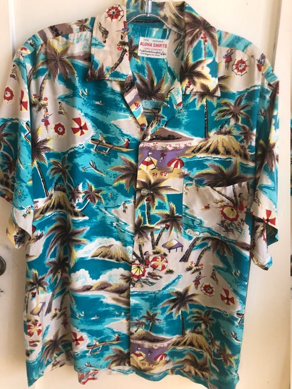 Vintage 1950s ALOHA SHIRTS Hand Screened Hawaiian