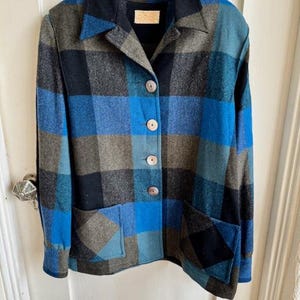 Pendleton 40s Vintage Wool Check Coat L Unisex USA Made Rare