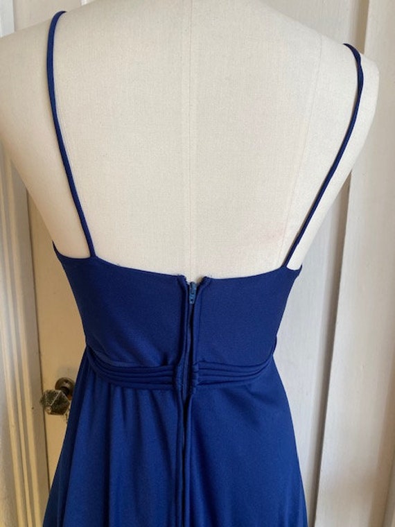 Vintage 70s Blue Abstract Print A-line Maxi Dress 12