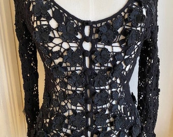 MARION Vintage CROCHET LACE TOP ブラック MARION Vintage CROCHET LACE TOP ブラック
