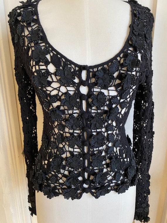 Vintage 90s Moschino Cheap And Chic Black Crochet 