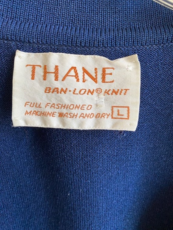 Vintage Thane Ban-Lon Knit Zip Front Navy Short S… - image 5