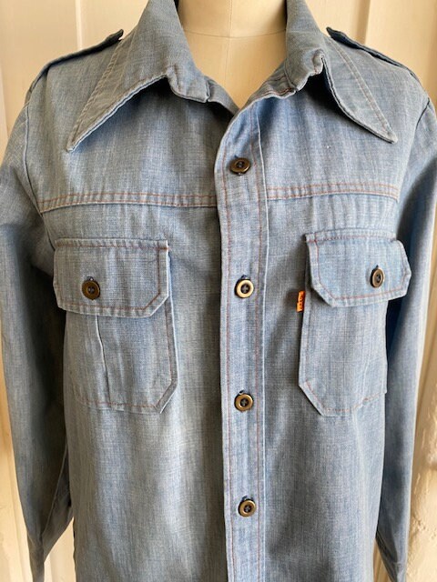 トップス Levi's Panatela (1970svest made in usa) Vtg 70s Levi's M White Tab Panatela Sportswear Shirt Raw