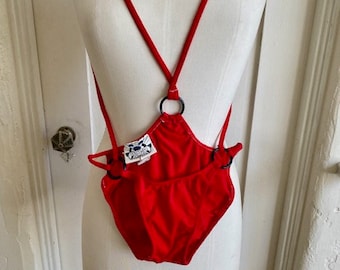 Vintage 1980s Contempo Casuals Red Monokini Size Medium