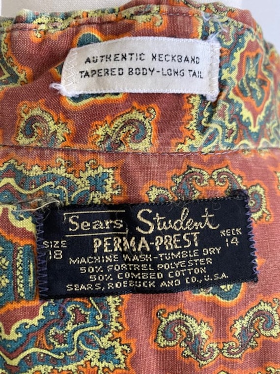 Vintage 1960's Sears Student Perma-Press Rust/Gre… - image 5