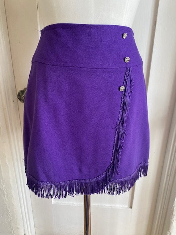 Vintage 1960's Purple Fringe  2 Piece Vest and Mi… - image 5