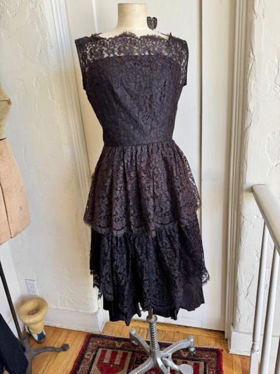 fitted lace wedding dress Enchanted Vintage Black Lace Fairytale Dress