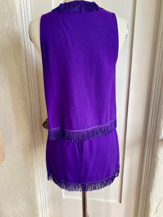 Vintage 1960's Purple Fringe  2 Piece Vest and Mi… - image 3