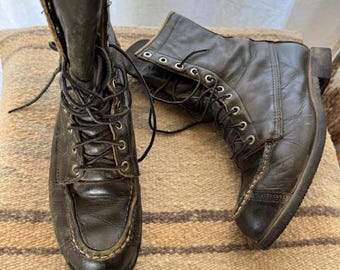 Vintage 60s 70s Chippewa Logger Boots, Brown Leather Work  display picture 2