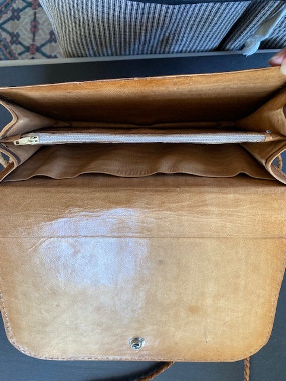 Vintage 70's Brown Snakeskin Leather Handbag - image 5