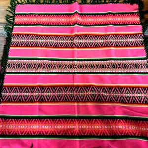 Vintage Vibrant Pink and Green Beaver State Pendleton Blanket