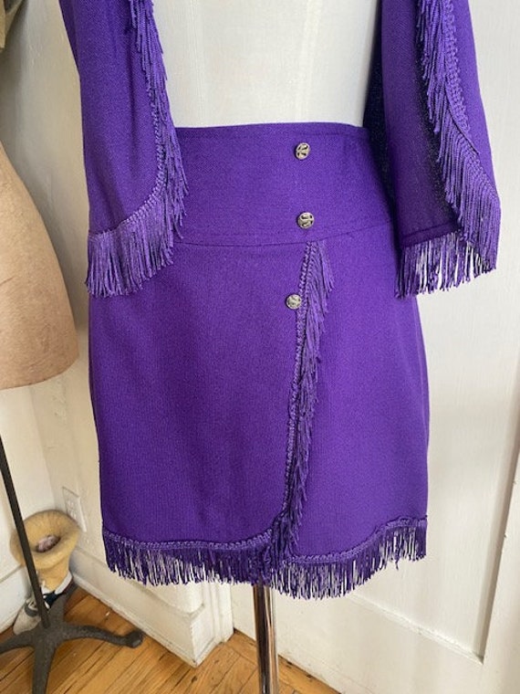 Vintage 1960's Purple Fringe  2 Piece Vest and Mi… - image 4