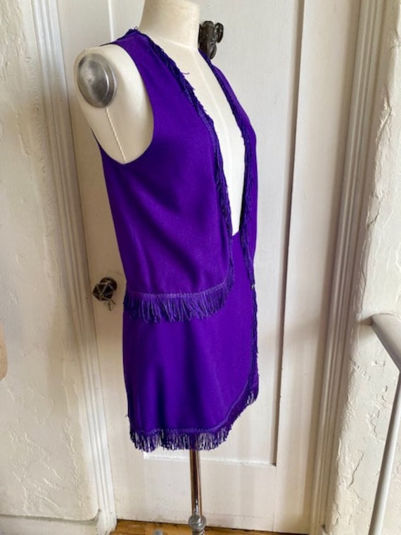 Vintage 1960's Purple Fringe  2 Piece Vest and Mi… - image 7