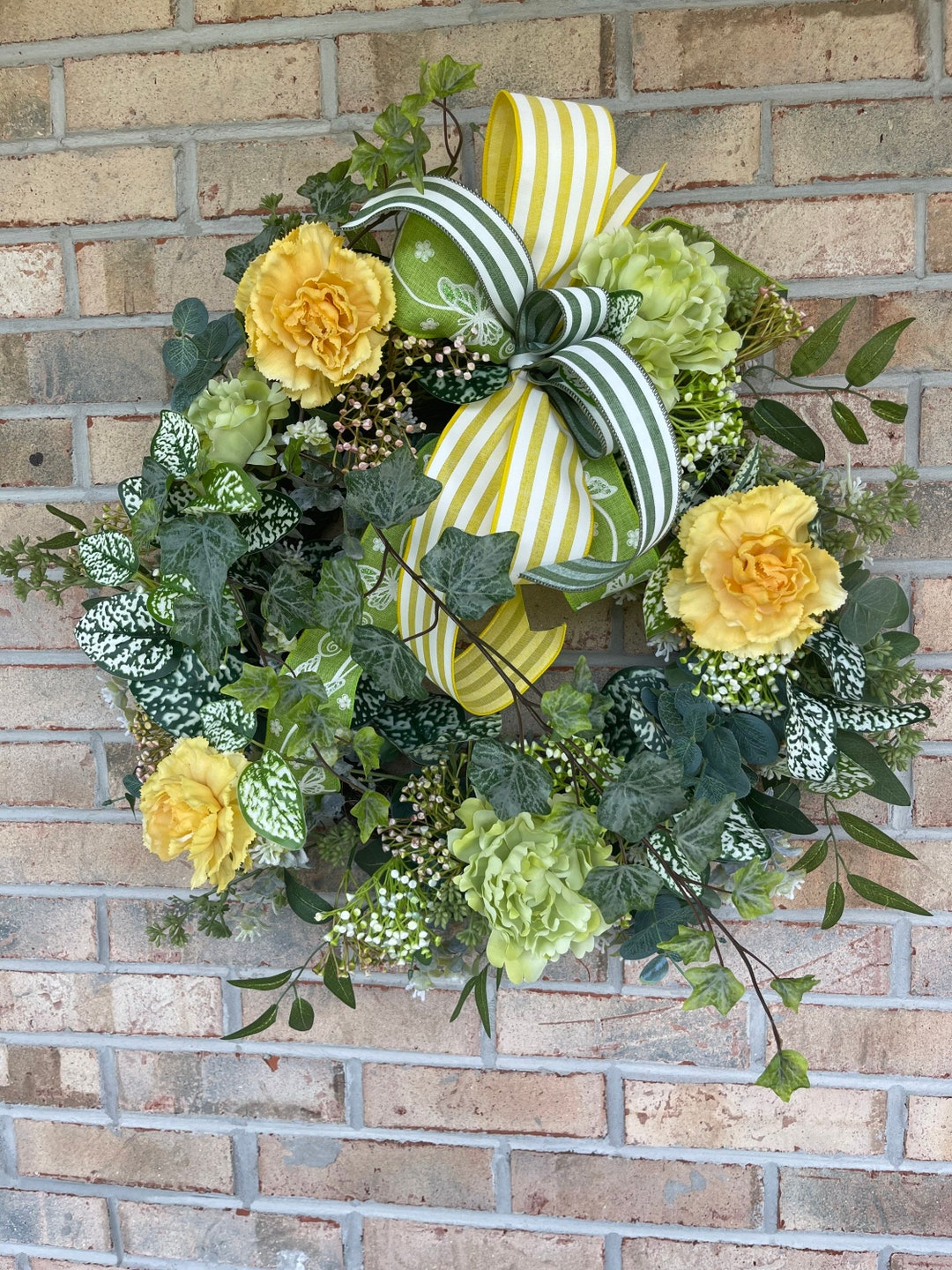 Yellow \u0026 Green Floral Wreath: Spring Summer Home Decor - Etsy, image size:1080x1440