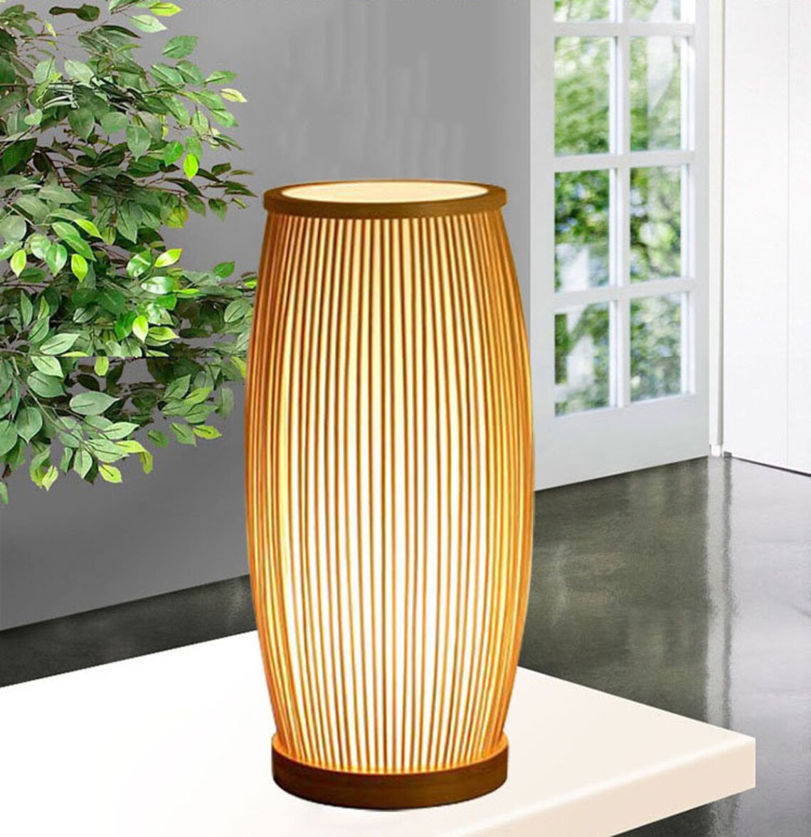 Moderner Bambus Nachttisch Rattan Lampe Tischlampe Für | Etsy