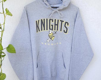 Vintage 90s graphic Hoodie "Knights Kenwood" Soccer Kapuzenpullover von Jerzees - Herren Größe L - baggy fit Sweatshirt - retro sportswear