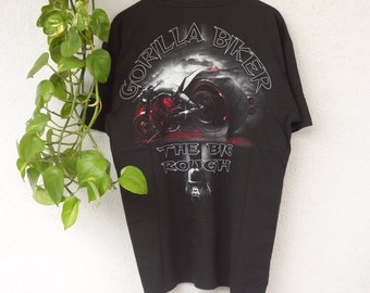 Camiseta gráfica vintage Gorilla Biker con estampado Gr. Camiseta gráfica negra XL con estampado frontal Shirt retro 80s 90s