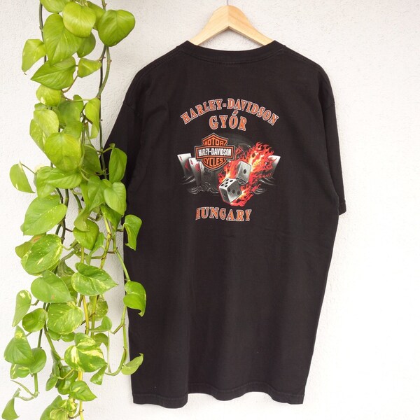 Graphic Harley Davidson Hungary 2006 T-Shirt mit Aufdruck Gr. XL graphic Tee mit Backprint retro 80s 90s