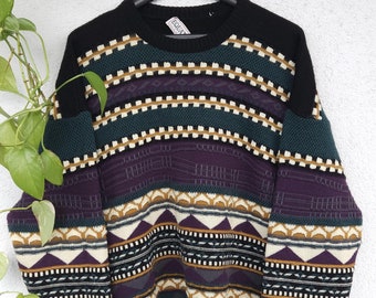 Vintage 90s Strickpullover Sweater von Equation Homme boho Pullover Gr. L Pulli knit baggy fit retro style hippie