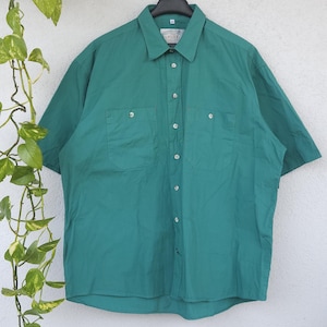 Camicia vintage verde Galileo - maniche corte da uomo, taglia XL - pullover estivo in cotone in stile retrò