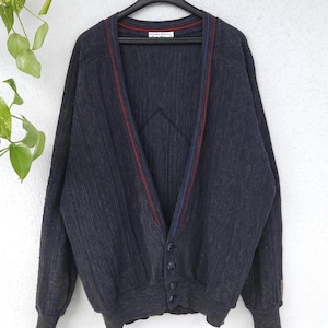 Vintage Carlo Colucci Cardigan Strickjacke mit typischen Colucci pattern Gr. 48 (fits L-XL) dunkelgraue Weste embroidery retro style 90er