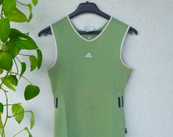 Vintage Adidas Sportshirt ärmelloses Top Shirt Climalite Damen Gr. M (38) Ärmellos Sportswear mint grün Vest outdoor Wandern retro 90s