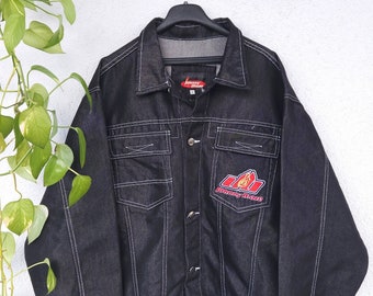 vintage années 90 Johnny Blaze Jeans Jacket JB Denim Jean Jacket Hip Hop Wu Tang taille de gilet de lavage foncé. S (convient à L) jeans noirs rétro années 80 y2k