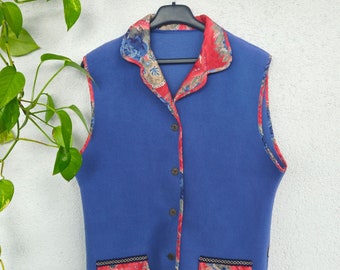 veste sans manches de style maison de campagne vintage des années 90 par Peppino avec poches taille femme. L gilet sans manches rétro