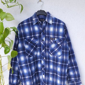 Kurtka flanelowa w stylu vintage z lat 90., gruba, bawełniana koszula w kratę z podszewką marki Jet Set. Koszula flanelowa w rozmiarze M Koszula z długim rękawem w stylu retro, lata 80-te
