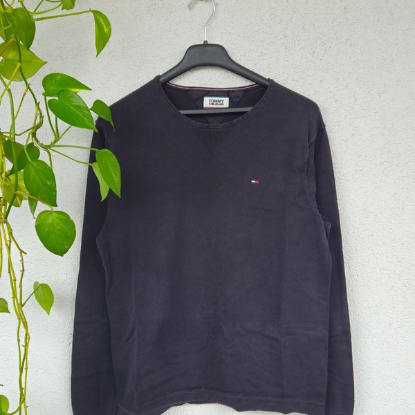 Basic Tommy Hilfiger Pullover Strick Sweatshirt Sweater Gr. L schwarz Strickpullover