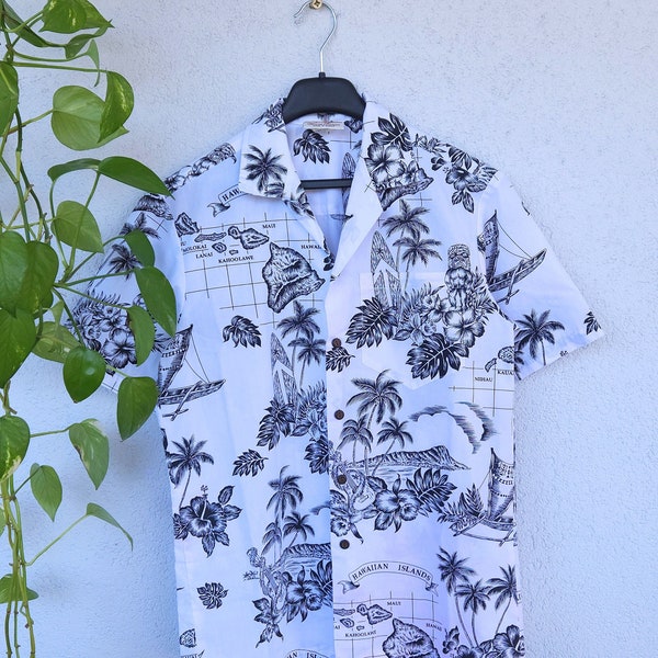 Vintage Hawaii Hemd Sommershirt Winnie Fashion Shirt Gr. S Polohemd Polo Shirt kurzarm Kurzarmhemd retro 80s 90s