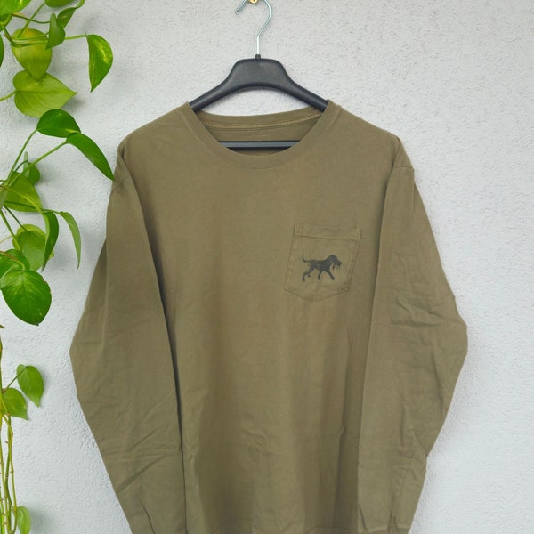 Vintage Sweatshirt Back Down South Clothing Co. mit Aufdruck Pullover Long Sleeve Gr. XL khaki Pulli retro style 80s 90s