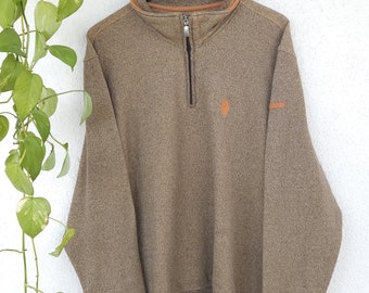 Vintage Pullover von ccz - Herren Größe 52/54 (L) - hellbraun boho beige - Sweatshirt Troyer Pulli - retro 90s