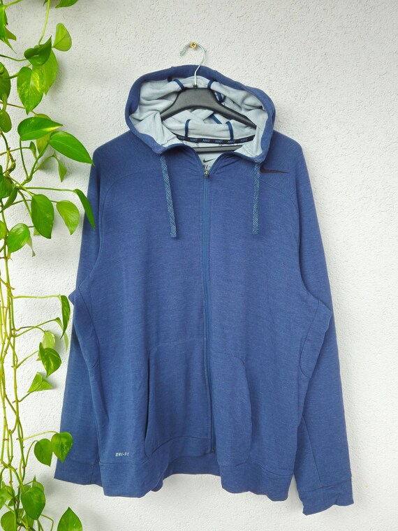Basic Nike Dri fit Training Jacket Size. XXL Sports Jacket With Hood Sweatshirt Jacket Oversized Track Jacket Blue With Chest Logo Etsy Ireland